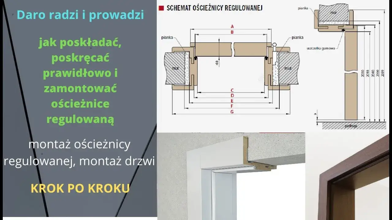 schemat montażu drzwi ościeżnica regulowana luz montażowy